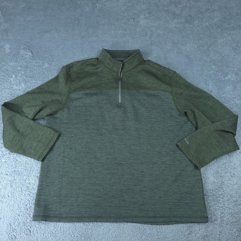 G.H. Bass & Co. Pullover Mens XL Green 1/4 Zip Mock Neck Long Sleeve Casual